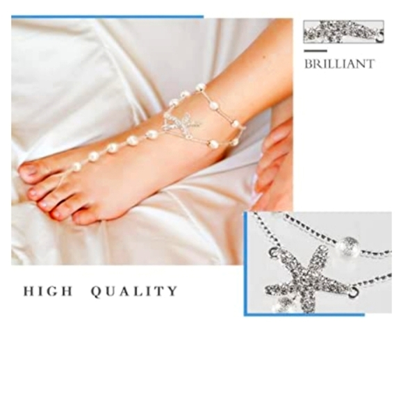 2 Pairs Body Jewelry Beachwear Bling Sandals NWT - Picture 3 of 6